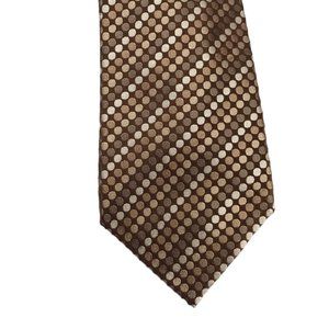 New NWOT Men's Designer Tie 100% Silk BCBG Attitude Brown with Small Dots